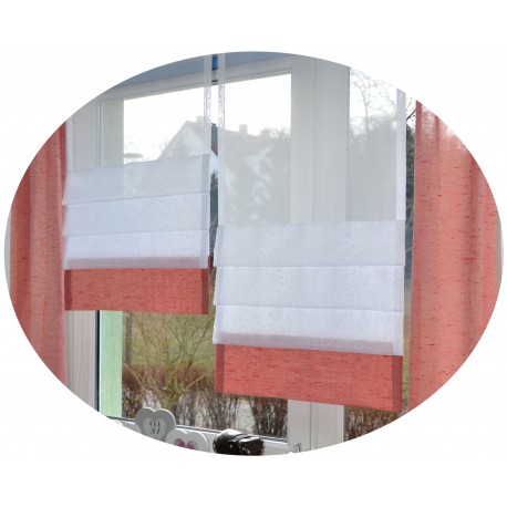 00915 Panele zakładkowe x2 i 2 zasłonki - róż /bordo supełkowa tkanina